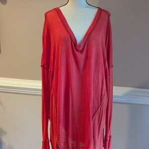 We The Free Vibrant Red Knit Top